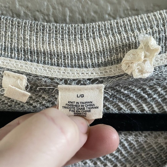 MOTH Anthropologie  Sweater Gray Marled Sheer Pullover Lightweight size large - Picture 4 of 9